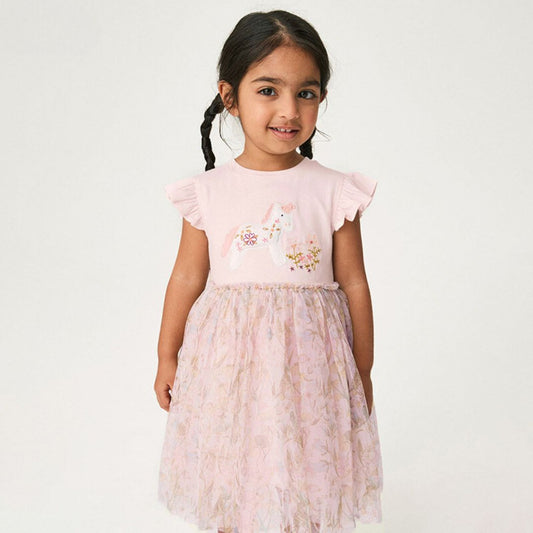 Embroidery Mesh Kids' Princess Dress