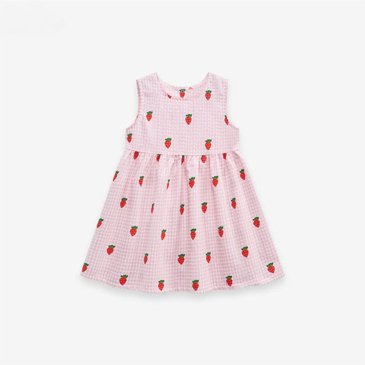 Girls' Strawberry Cotton Princess Dress