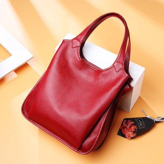 European-Style Genuine Leather Fashion Tote Bag