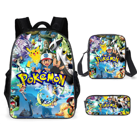 Pokemon Pikachu Children's Backpack Three-Piece Set