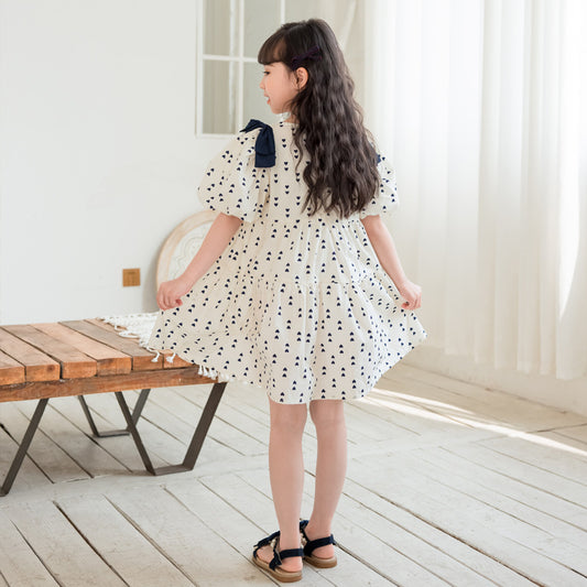 Korean Style Girls' Puff Sleeves Princess Dress