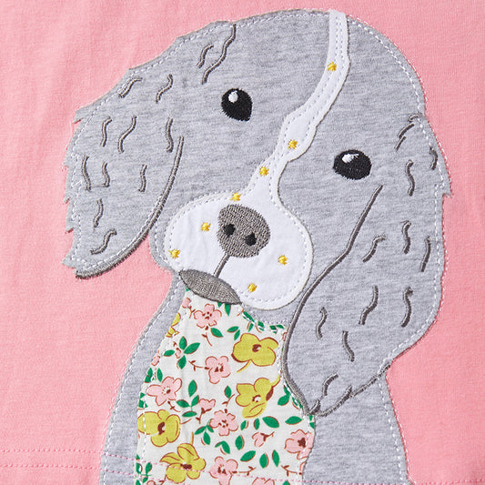 Cartoon Round Neck Girls' T-shirt