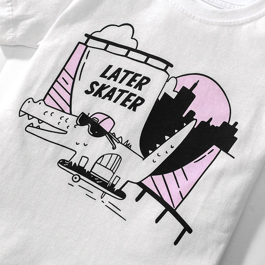 Cartoon Boy's Cotton T-shirt Shorts Two-pieces Set