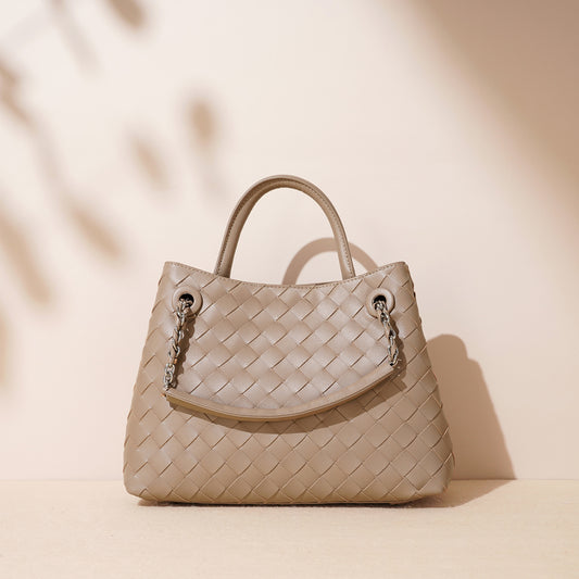 Woven Genuine Leather Retro Tote Bag