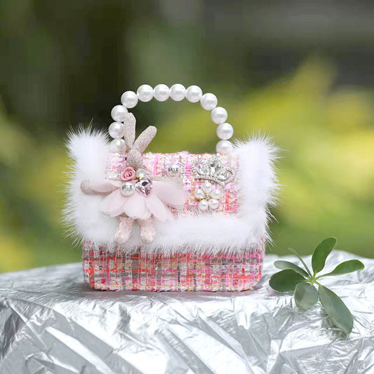 Bunny Faux Pearl and Fur Mini Cross-Body Bag