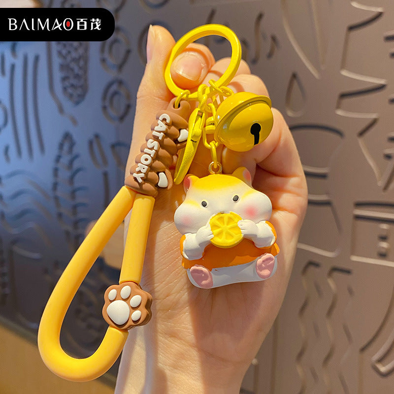 Cartoon Fruit Hamster Keychain Couple Keychain Car Key Pendant Girl Bag Pendant Gift