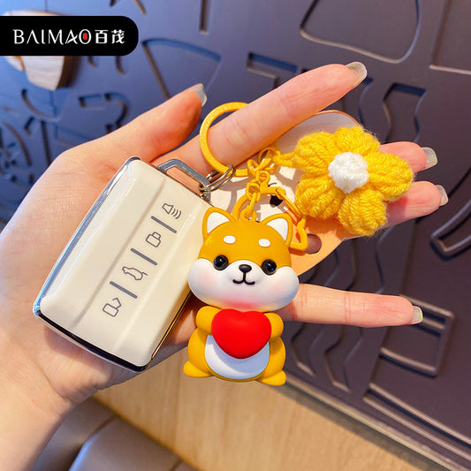 Shiba Inu Doll Keychain Female Cute Dog Exquisite Doll Couple Keychain Ring Bag Pendant