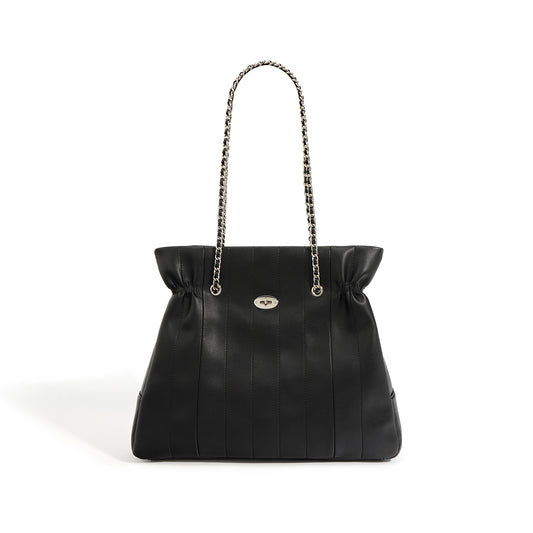 Minimalist Genuine Leather Chain Tote Bag