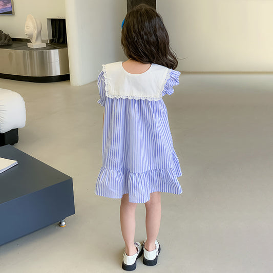 Girls' Korean Style Striped Princess Dress