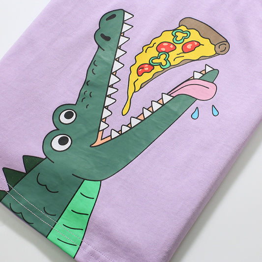 Cartoon Print Girls' Cotton T-shirt