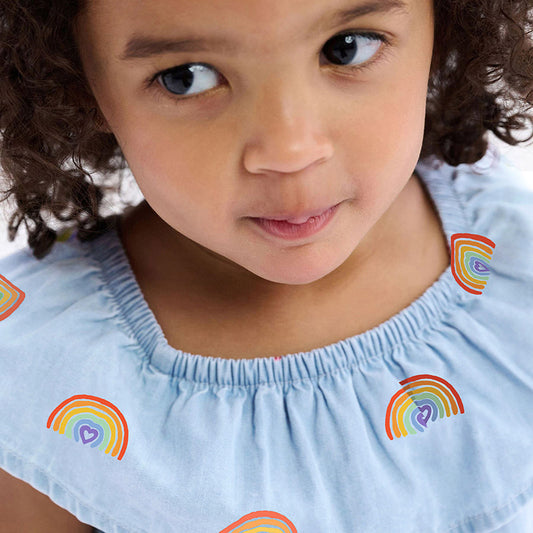 Rainbow Print Girls' Princess Dress