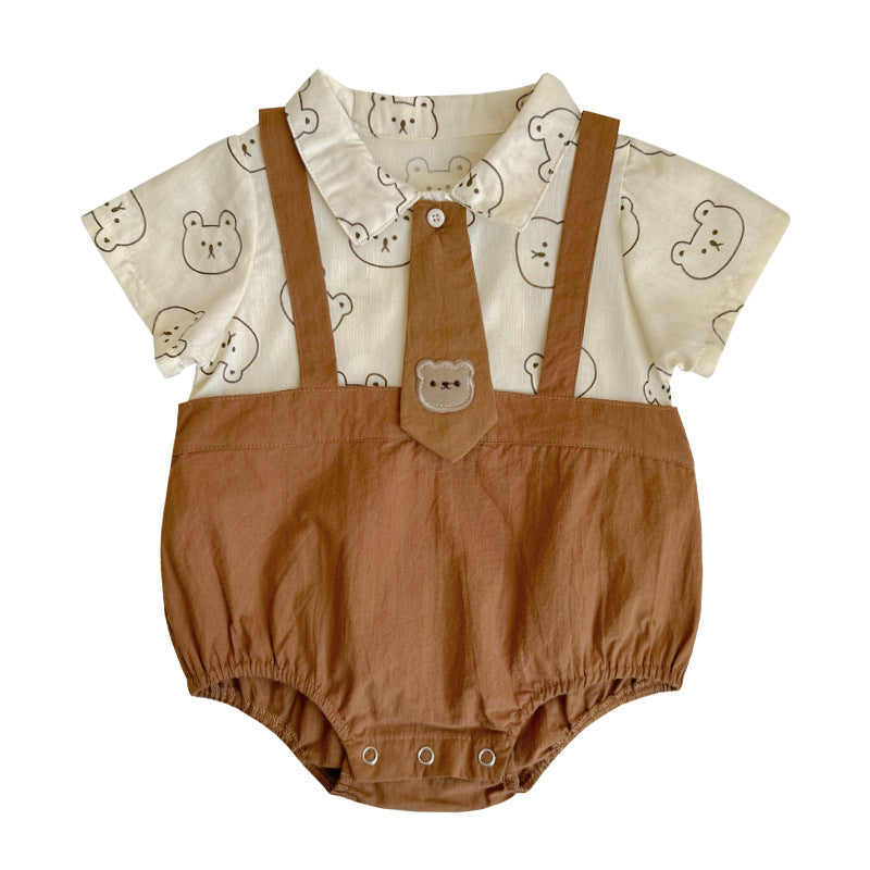 男婴卡通熊连体衣