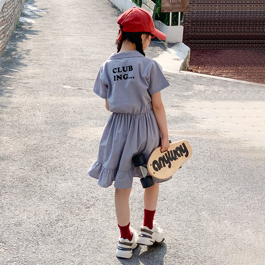 kid girl dress with clubing printed at the back