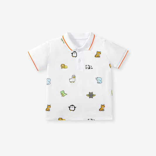 Kids' Unisex Cartoon Print Polo Shirt