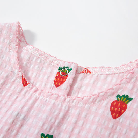 Girls' Strawberry Cotton Princess Dress