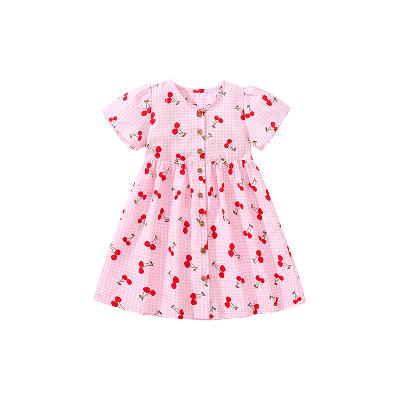 Girls' Cherry Pure Cotton Princess Dress