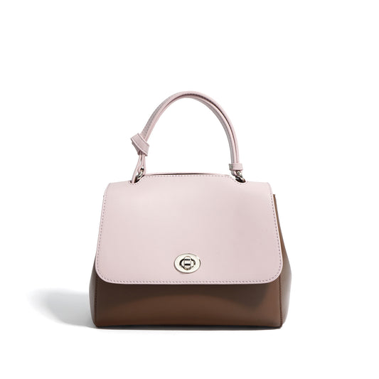 Color Block Genuine Leather Commuter Crossbody Bag