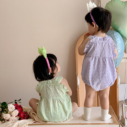 Baby Girl Floral Plaid Onesie