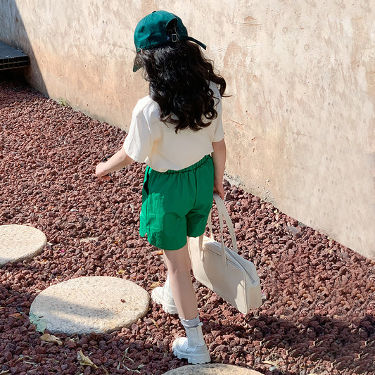 Girls' Casual T-shirt and Shorts Two Pieces Set