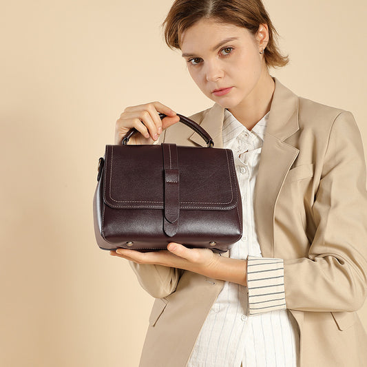 Tanned Genuine Leather Versatile Handbag