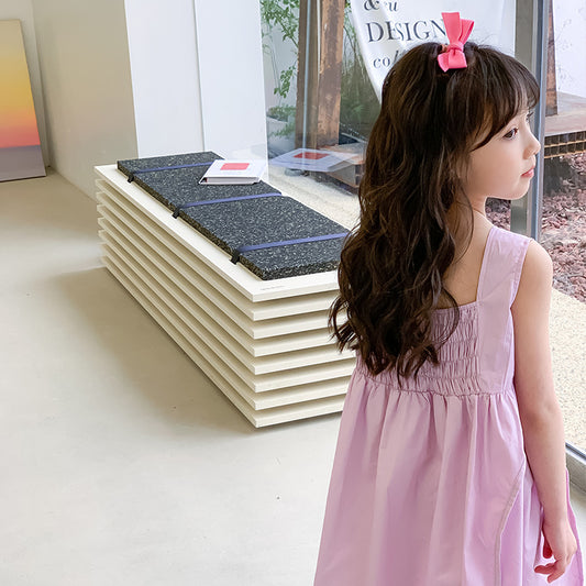 kid girl pink dress indoor