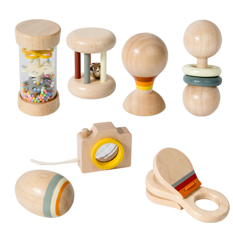 Wooden Orff musical instrument set for infants, young children, cage bells, sand hammers, small horns, soundboards, soothing bed bells, early education toys