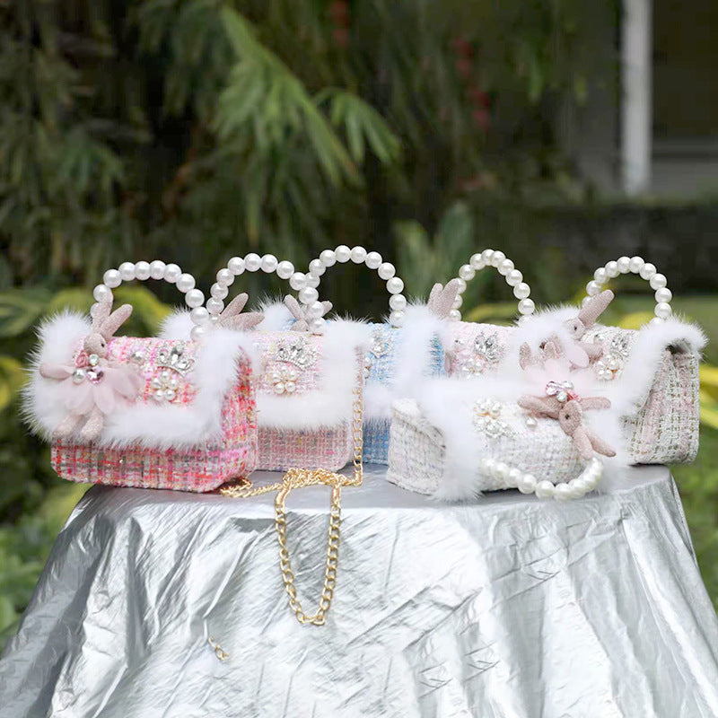 Bunny Faux Pearl and Fur Mini Cross-Body Bag