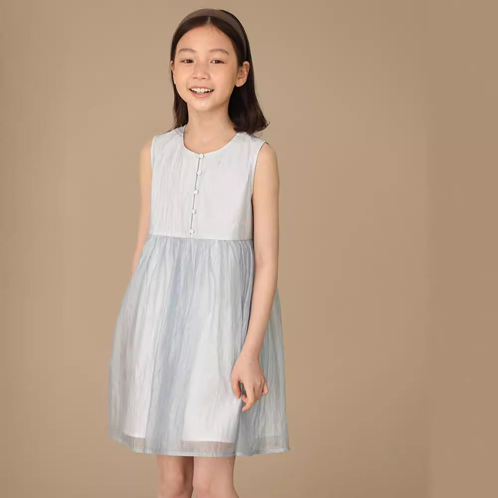 Korean Style Blue Cloud Wrinkle Mesh Girls' Princess Dress | SUNJIMISE SUNJIMISE Singapore Korean Style Blue Cloud Wrinkle Mesh Girls' Princess Dress | SUNJIMISE SUNJIMISE Singapore