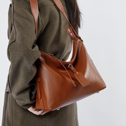 Genuine Leather Lazy Tote Shoulder Bag