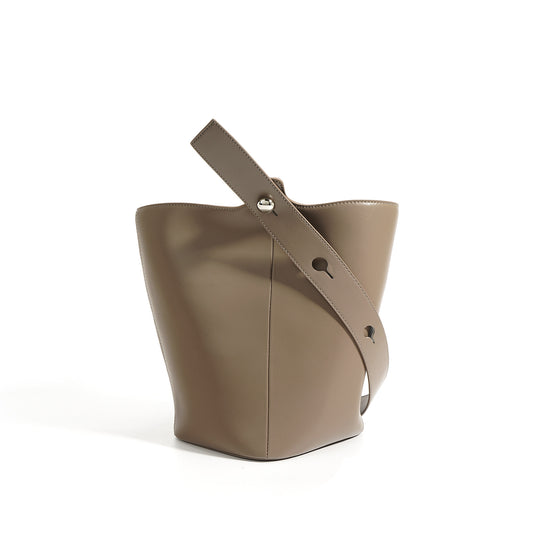 Korean Retro Genuine Leather Bucket Crossbody Bag
