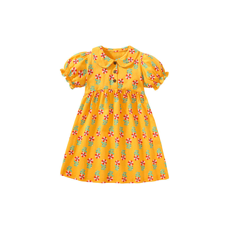 Floral Print Girls' Princess Dress