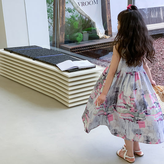 Girls' Korean Style Graffiti Beach Dress