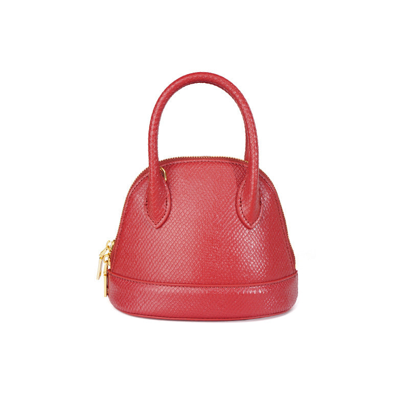 Chain Genuine Leather Mini Shell Crossbody Bag