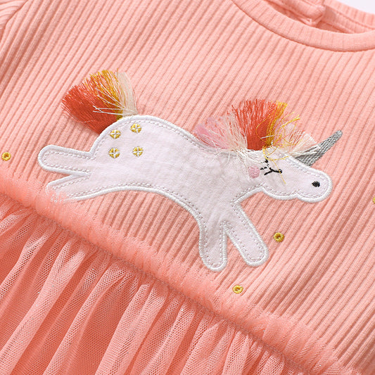 Cartoon Short Sleeves Girls' Princess Dress