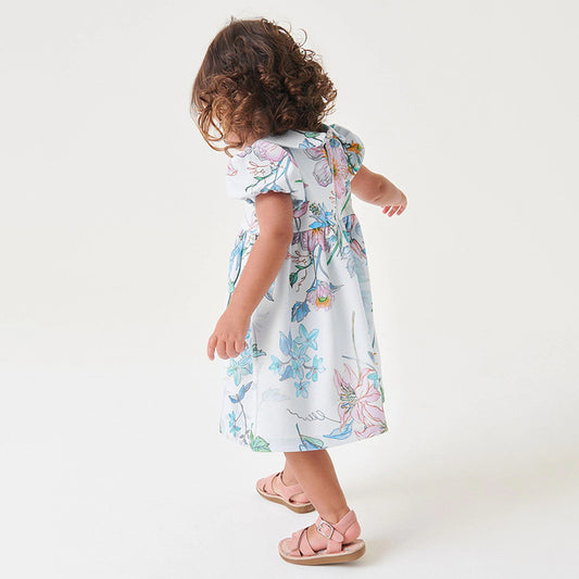 Girls' Floral Cotton Princess Dress