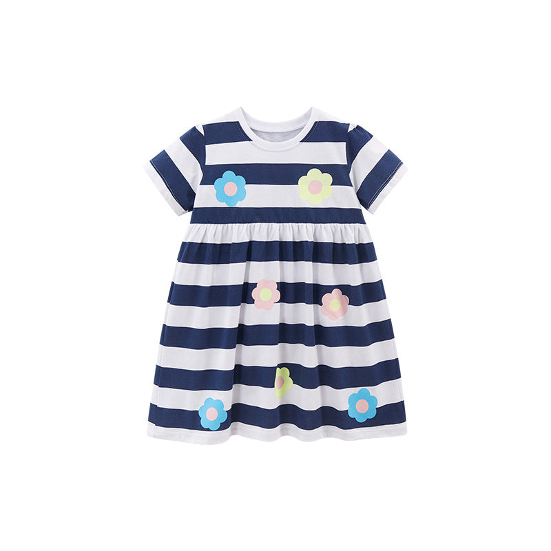 Striped Girls' Cotton Princess Dress