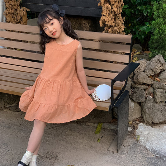 Girls' Korean Style Sleeveless Cake Dress