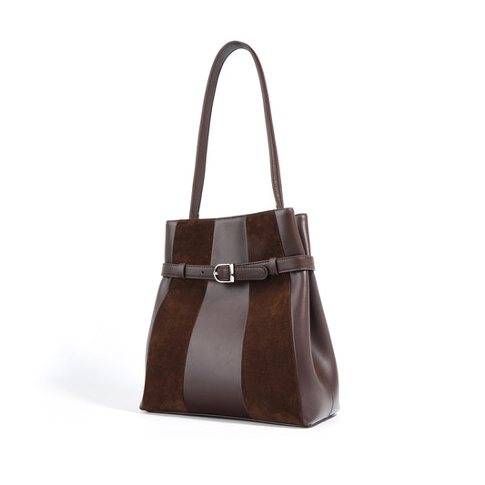 Retro Patchwork Genuine Leather Tote Bag
