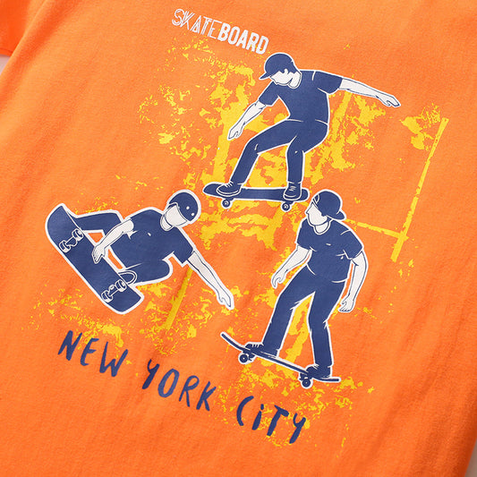 Cartoon Print Boys' Cotton T-shirt