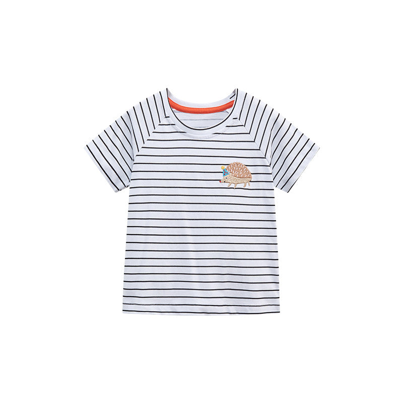 女孩条纹卡通T恤