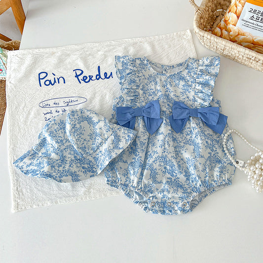 Baby Girl Floral Onesie with Hat