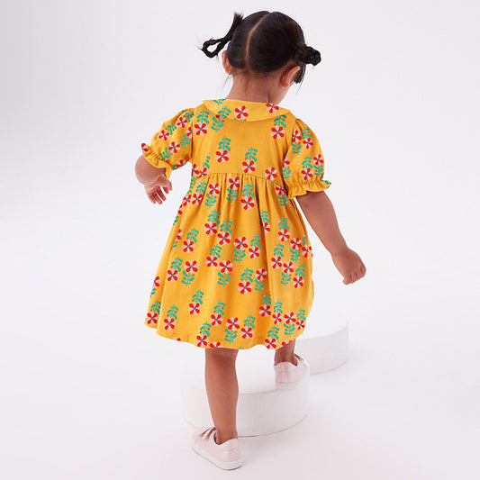 Floral Print Girls' Princess Dress