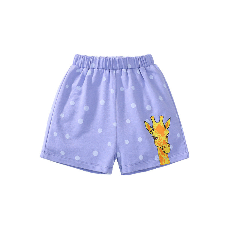Cartoon Print Girls' Cotton Shorts