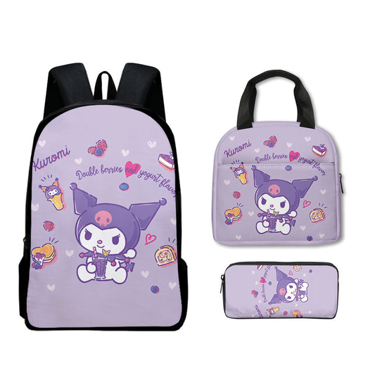Kuromi Children's Backpack Three-Piece Set