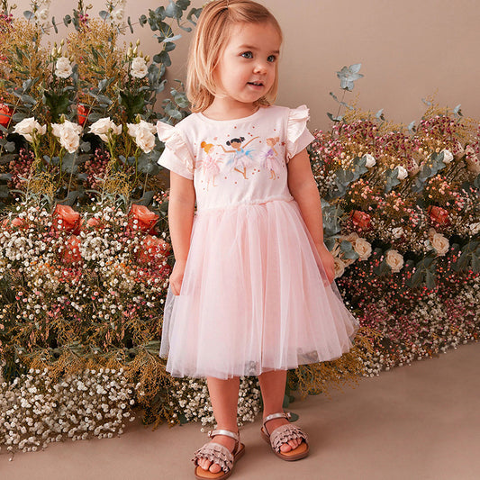 Cartoon Short Sleeve Kids Princess Dress