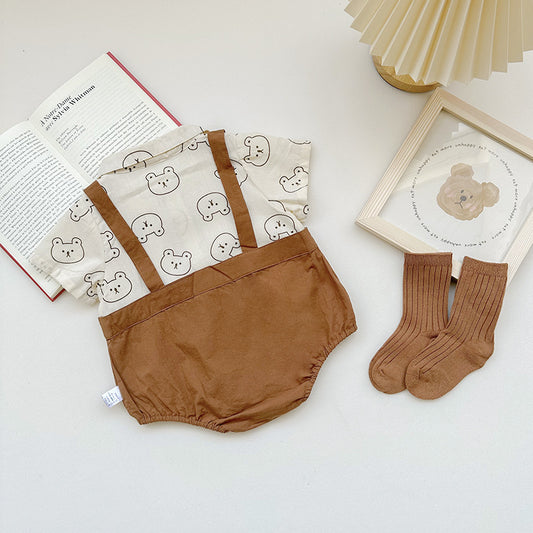 Baby Boy Cartoon Bear Onesie