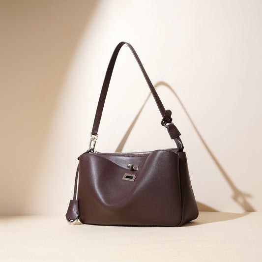 Classic Buckle Genuine Leather Shoulder Bag