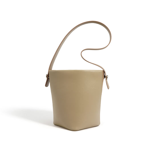 Minimalist Genuine Leather Bucket Shoulder Bag