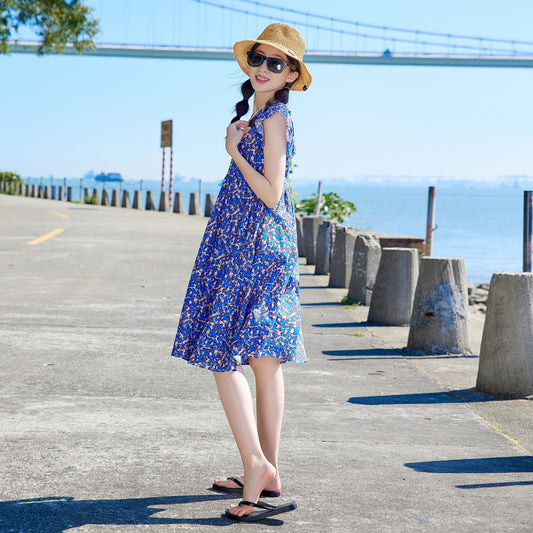 Korean Style Girls' Floral Princess Dress