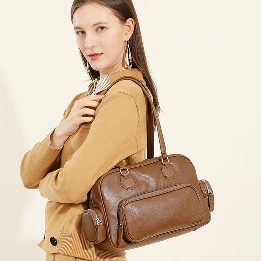 Retro Bowling Solid Shoulder Bag